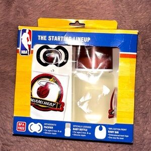 NBA Miami heat basketball theme baby gift set baby bottle bib and pacifier new